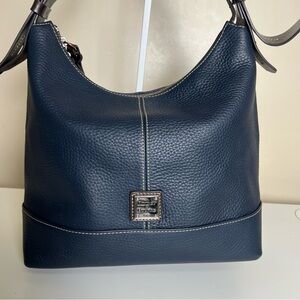 Dooney & Bourke Gracie Dark Navy Blue Pebbled  Leather Hobo Bag